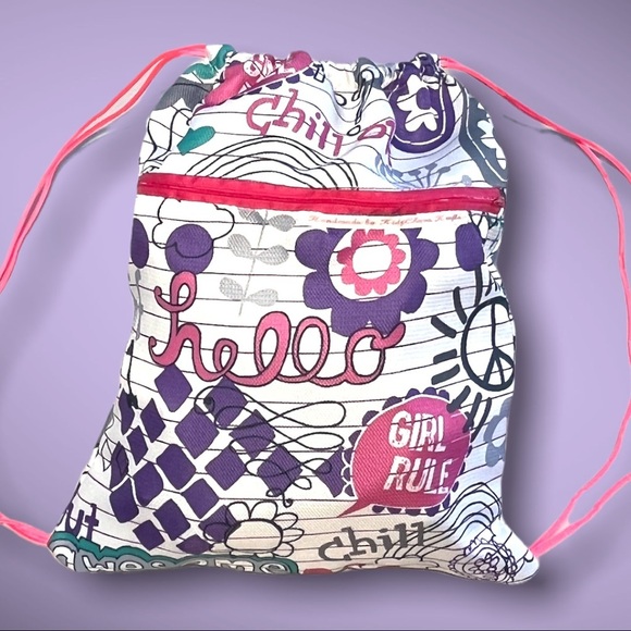 Handmade String Bag Durable Zipper Pocket Tote Backpack - Picture 8 of 16